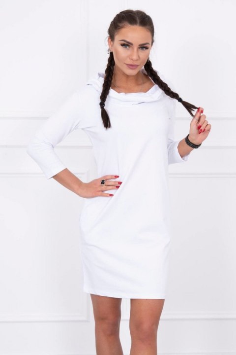 Sukienka z kapturem i kieszeniami biała