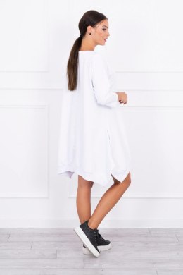 Sukienka z nadrukiem i rozkloszowanym dołem biały