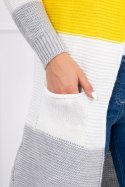 Sweter Kardigan w pasy szary+żółty