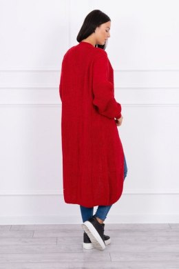 Sweter długi kardigan czerwona