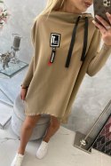 Bluza oversize z asymetrycznymi bokami camelowa