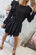Sukienka z pionowymi falbanami czarny