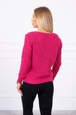 Sweter z ażurowym zdobieniem fuksja