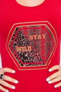 Bluzka z nadrukiem Stay Wild czerwona