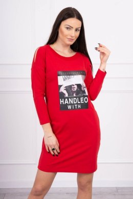 Sukienka z nadrukiem Handle with czerwona