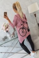 Bluza z nadrukiem roweru ciemny różowy