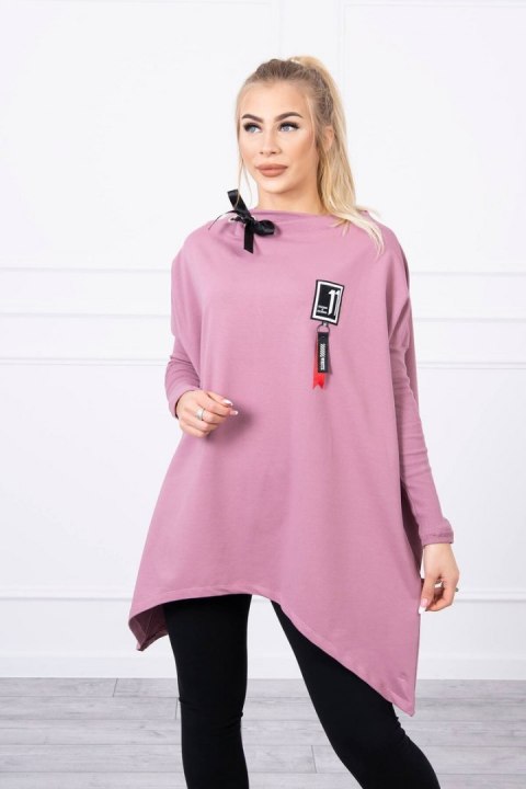 Bluza oversize z asymetrycznymi bokami ciemno różowa