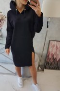Sukienka z kapturem i rozcięciem na boku czarna