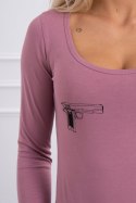 Bluzka body z nadrukiem pistoletów ciemno różowa
