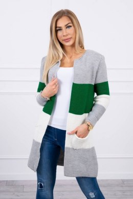 Sweter Kardigan w pasy szary+zielony