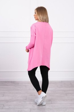 Bluza oversize z asymetrycznymi bokami jasno różowa