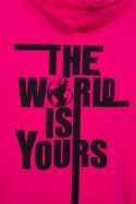 Bluza z nadrukiem "The world is yours" fuksja