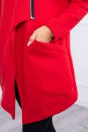 Bluza ocieplana z asymetrycznym suwakiem czerwona