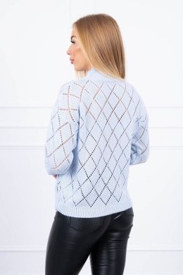 Sweter z półgolfem i wzorem w romby niebieski