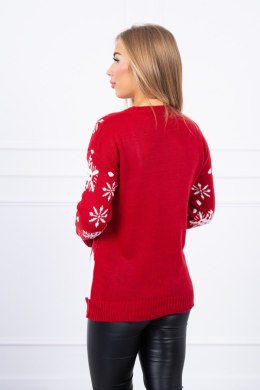 Sweter świąteczny z bałwanem czerwony