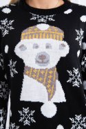Sweter świąteczny z misiem czarny