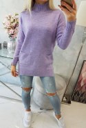 Sweter ze stójką fioletowy