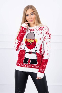 Sweter świąteczny z Mikołajem ecru