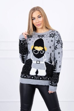 Sweter świąteczny z Mikołajem szary