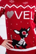 Sweter świąteczny z napisem czerwony
