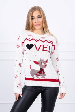 Sweter świąteczny z napisem ecru