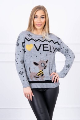 Sweter świąteczny z napisem szary