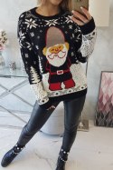 Sweter świąteczny z Mikołajem czarny