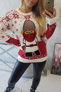 Sweter świąteczny z Mikołajem ecru