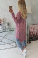 Sweter z geometrycznym wzorem ciemny różowy