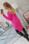 Sweter z geometrycznym wzorem różowy neon