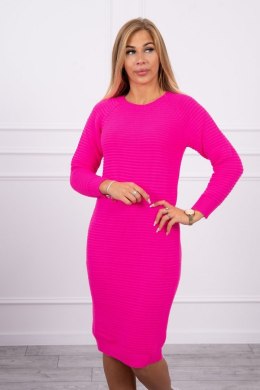 Sweter Sukienka w prążek różowy neon