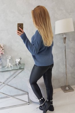 Sweter z dekoltem V jeansowy