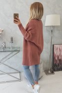 Sweter z rękawami typu nietoperz ciemny różowy