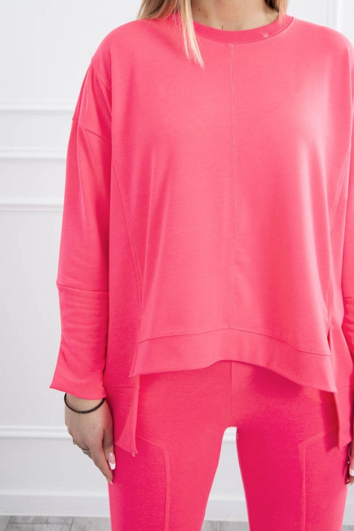 Komplet z bluzką oversize różowy neon