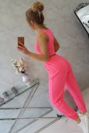 Komplet top+spodnie różowy neon