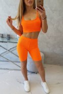 Komplet ze spodniami z wysokim stanem pomarańczowy neon