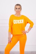 Komplet z nadrukiem Queen pomarańczowy neon