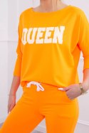 Komplet z nadrukiem Queen pomarańczowy neon