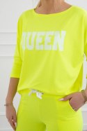 Komplet z nadrukiem Queen żółty neon