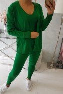 Komplet sweterkowy 3-częściowy zielony