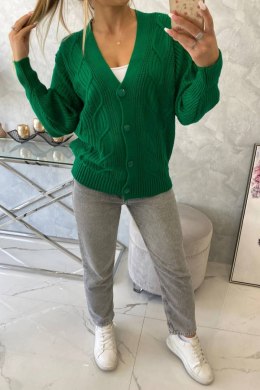 Sweter zapinany na guziki z szerokim rękawem zielony