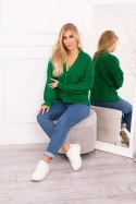 Sweter zapinany na guziki z ozdobnym splotem zielony