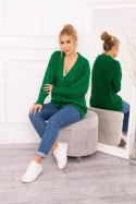 Sweter zapinany na guziki z szerokim rękawem zielony