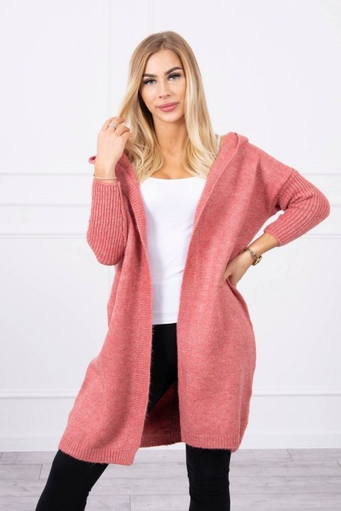 Sweter z kapturem ciemny różowy