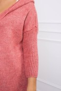 Sweter z kapturem ciemny różowy