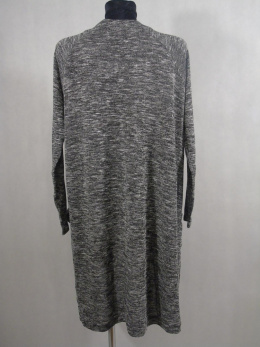 Długi szary melanżowy sweter z kieszeniami S