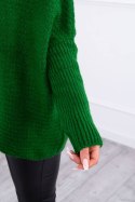 Sweter z kapturem i rękawami typu nietoperz zielony