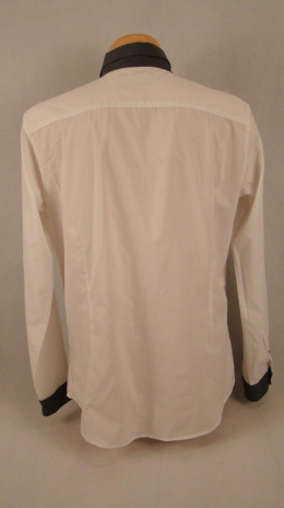Biała koszula SLIM FIT z szarym wykończeniem L