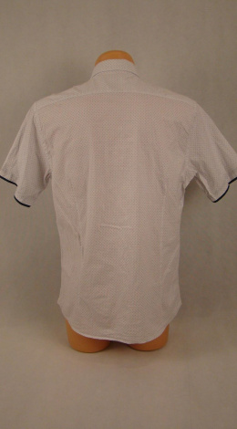 Biała koszula w drobne kropeczki z krótkim rękawkiem XL