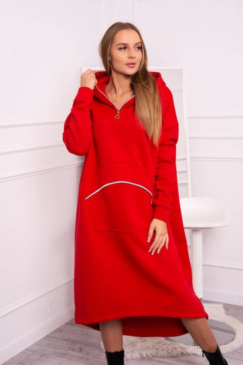 Sukienka ocieplana z kapturem czerwona